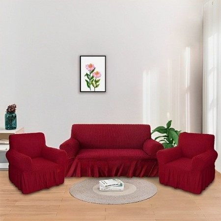 Maroon Color 3+1+1 Sofa Cover